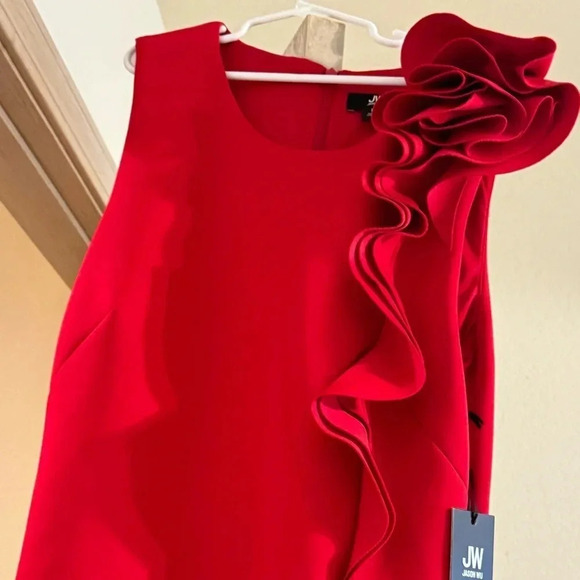 Jason Wu Ruby Red Ruffle Sleeveless NWT Dress Size Medium - Picture 5 of 10